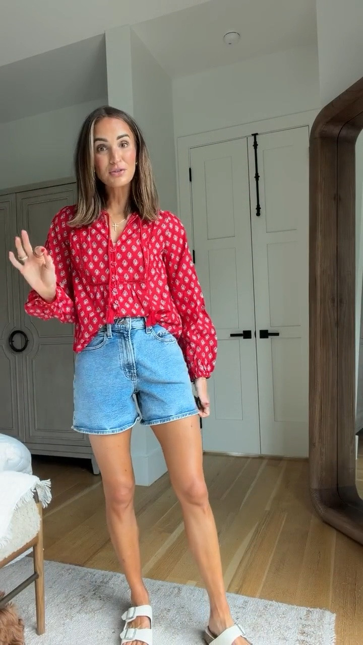 Red floral top on sale for $15 today only!! ❤️