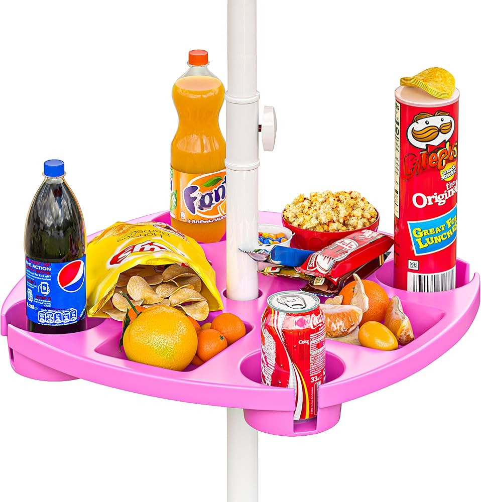 Skywin Umbrella Tray - Beach Umbrella Table Tray with Compartments for Cups and Snacks Great for ... | Amazon (US)
