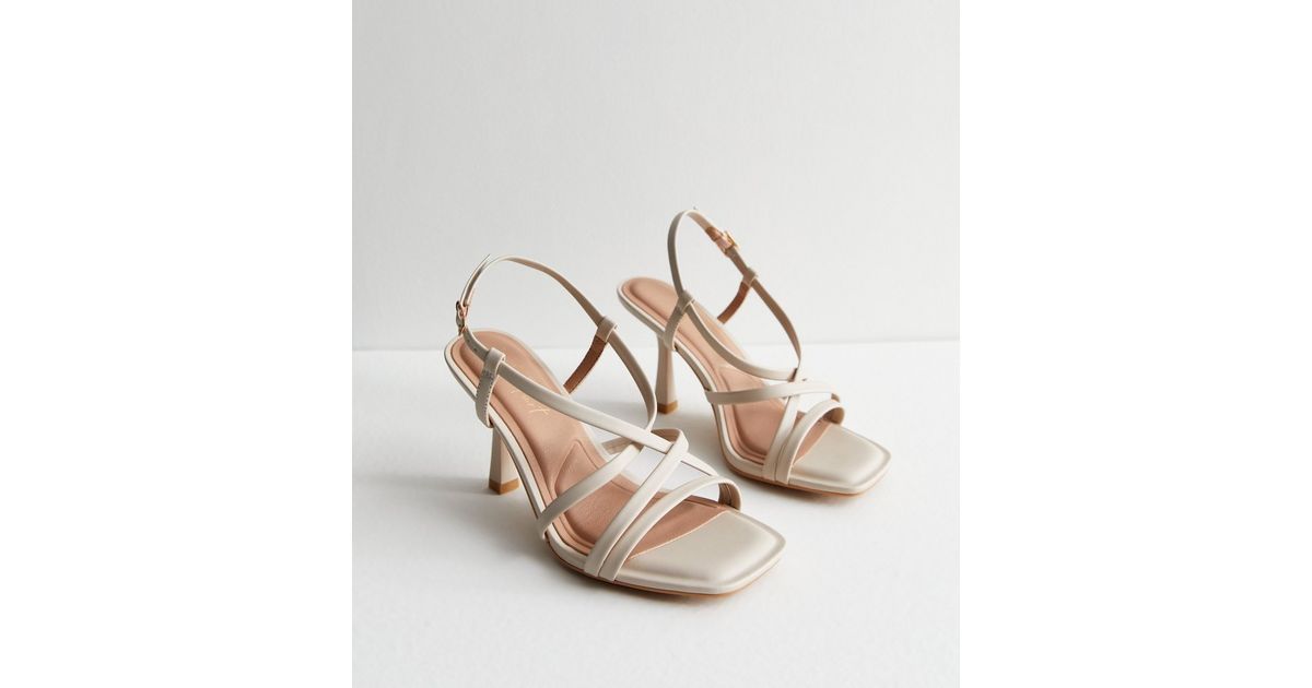 Wide Fit Off White Strappy Stiletto Heel Sandals | New Look | New Look (UK)