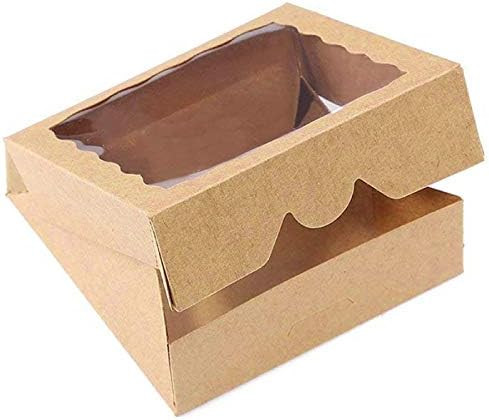 ONE MORE 9inch Brown Bakery Pie Boxes,Large Kraft Cookie Boxes with PVC Window Natural Disposable... | Amazon (US)