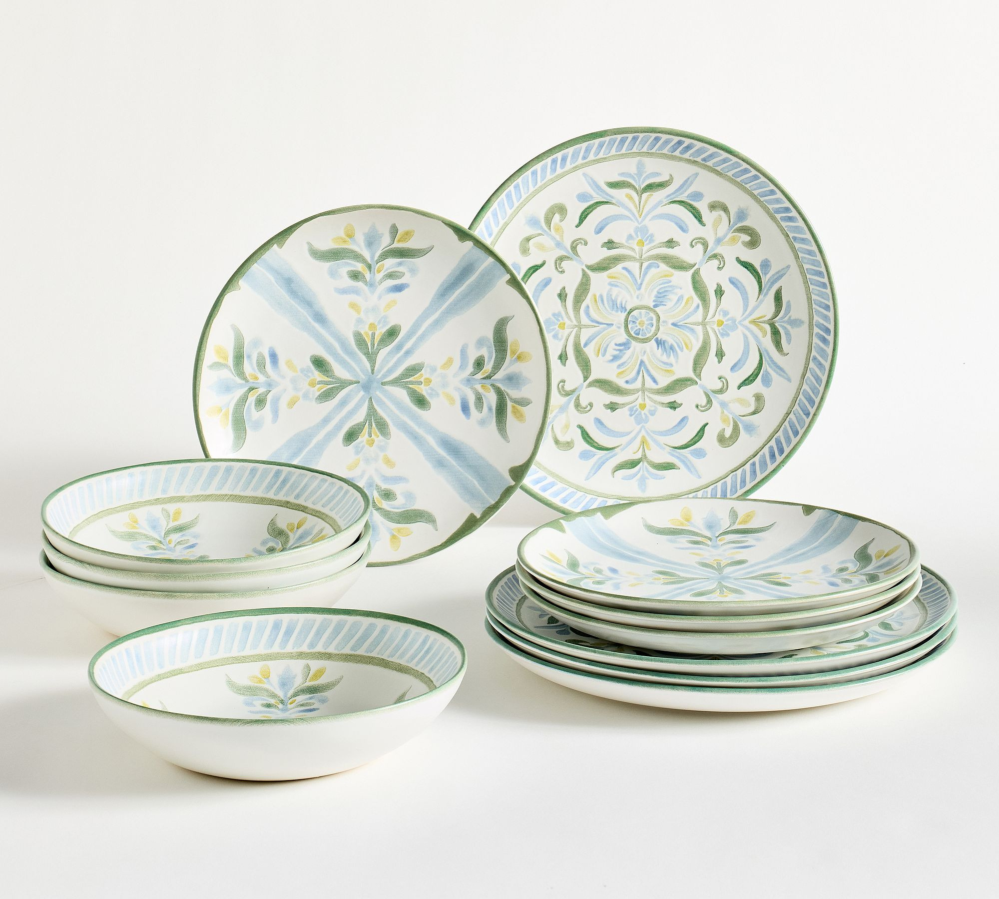 Chambray Tile Multi Stoneware Dinnerware Set | Pottery Barn (US)