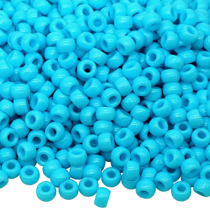 1000Pcs Pony Beads Bracelet 9mm Blue Plastic Barrel Pony Beads for Necklace,Hair Beads for Braids... | Amazon (US)