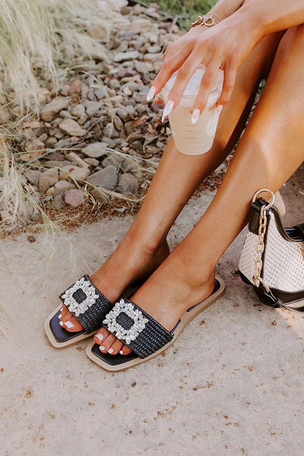 The Natalie Raffia Woven Sandal in Black | Impressions Online Boutique