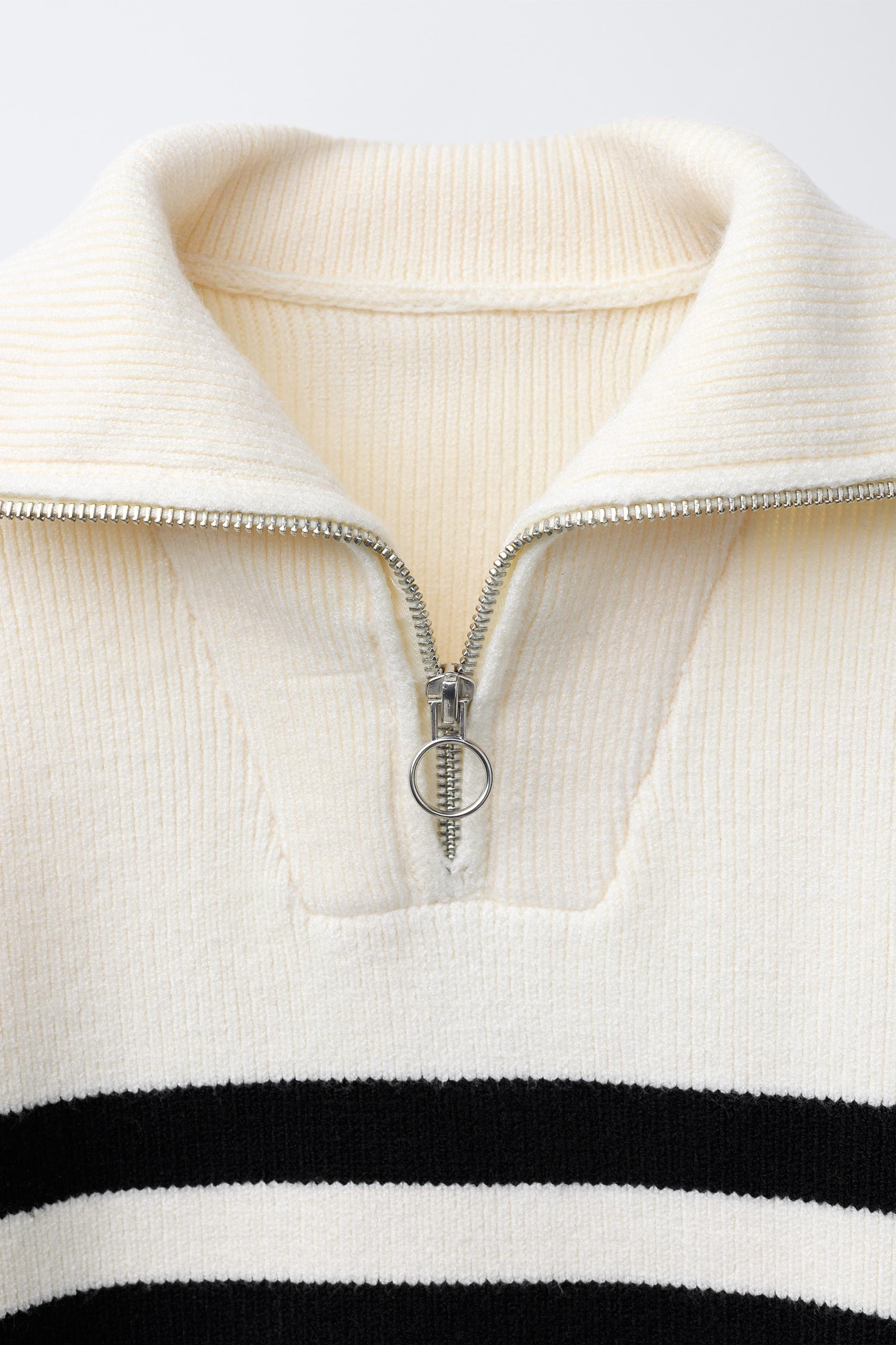 STRIPED KNIT ZIP-UP SWEATER | Zara US