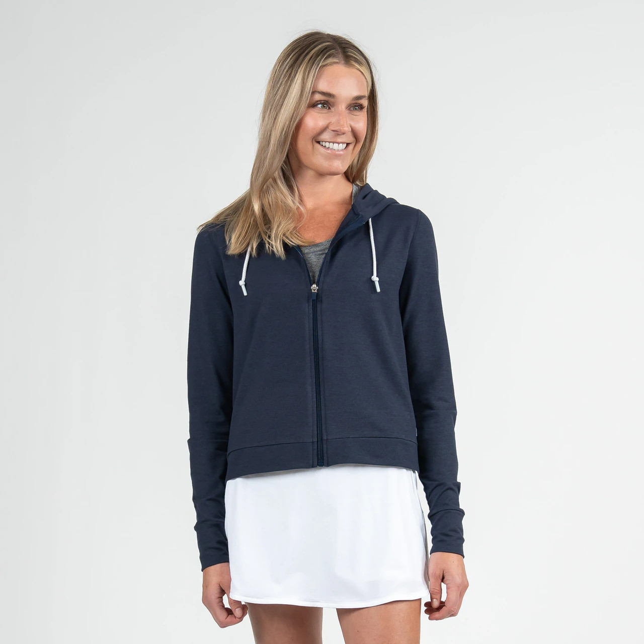 Tempo Performance Full-Zip Hoodie - Heather Fleet Navy | Rhoback | RHOBACK