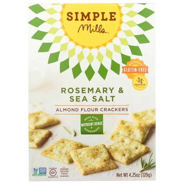Simple Mills Crackers, Rosemary & Sea Salt, Almond Flour, 4.25 oz. - Walmart.com | Walmart (US)