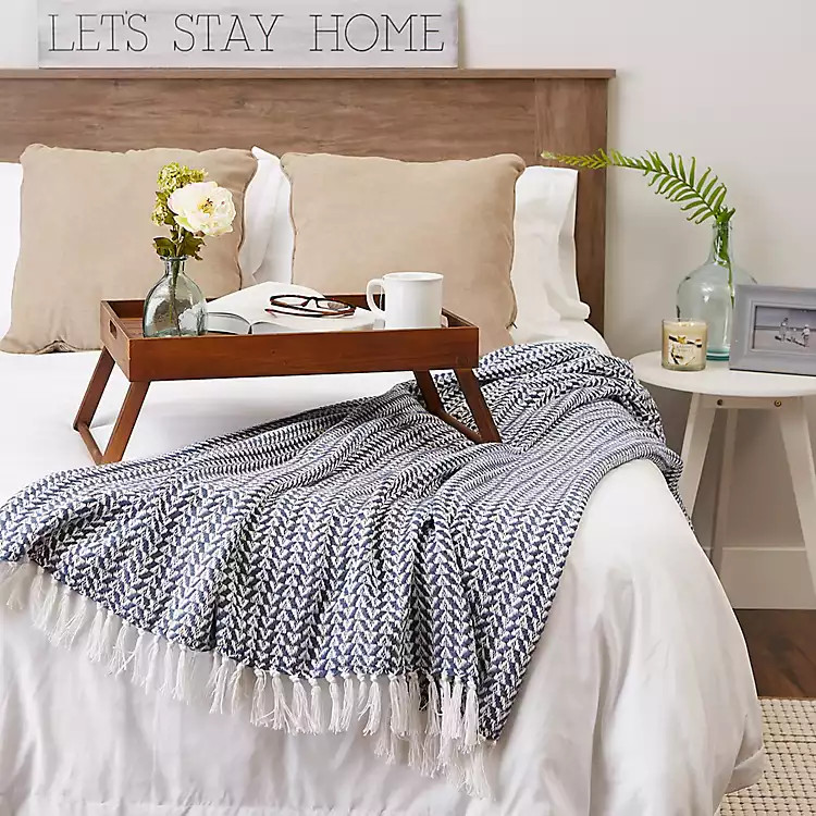 French Blue and White Arrowhead Throw | Kirkland's Home