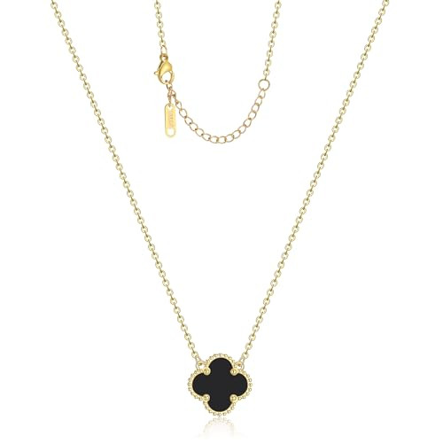 AIPPK Clover Pendant Van Cleef Necklace for Women 18K Gold Plated Black Four Leaf Clover Necklace Lucky Dainty Jewelry Gifts for Women | Amazon (US)