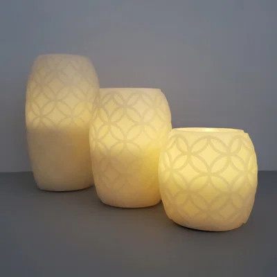 3 Piece Battery Operated Textured Wax LED Candles | Wayfair North America