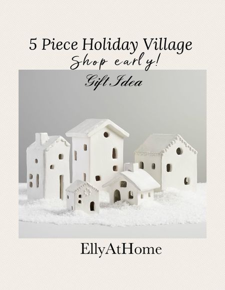 Best selling 5 piece white holiday, Christmas village at Pottery Barn. Shop early quantities are limited! Or shop individual pieces. Nice gift idea. Also shop gingerbread houses. 

#LTKhome #LTKGiftGuide #LTKHoliday