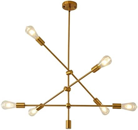No- 6 Lights Modern Sputnik Chandeliers Mid Century Semi Flush Mount Ceiling Light Fixture Easy to I | Amazon (US)