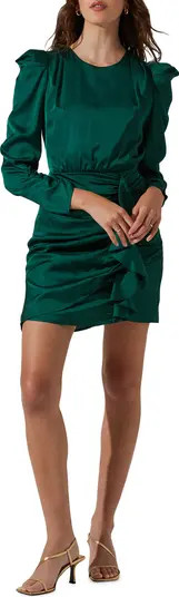 Cascade Ruffle Long Sleeve Satin Dress | Nordstrom Rack