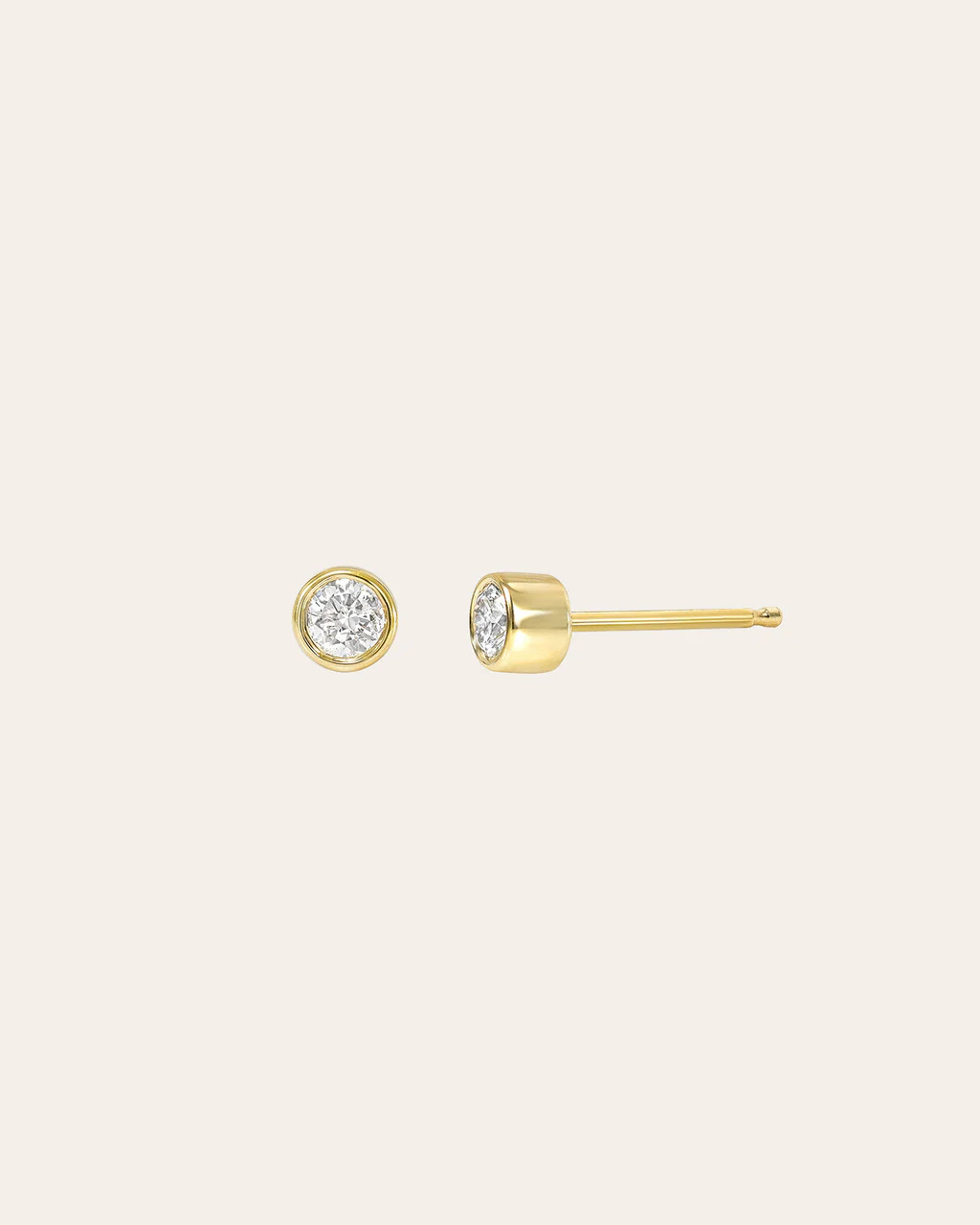 Bezel Diamond Stud Earrings | Zoe Lev Jewelry