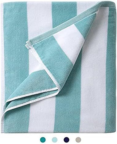 LULUHOME Plush Oversized Beach Towel - Fluffy Cotton Thick 36 x 70 Inch Mystical Blue Striped Poo... | Amazon (US)