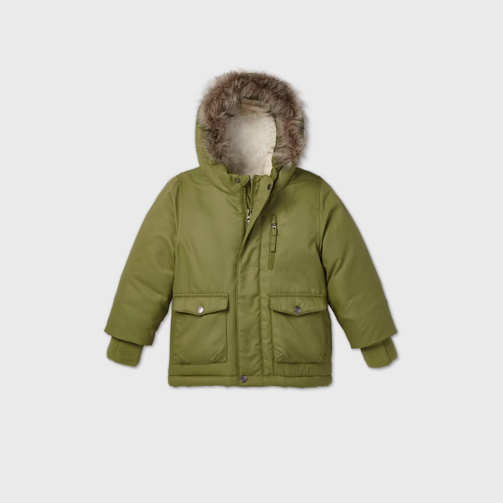 Toddler Boys' Parka Jacket - Cat & Jack Olive Green 12M | Target