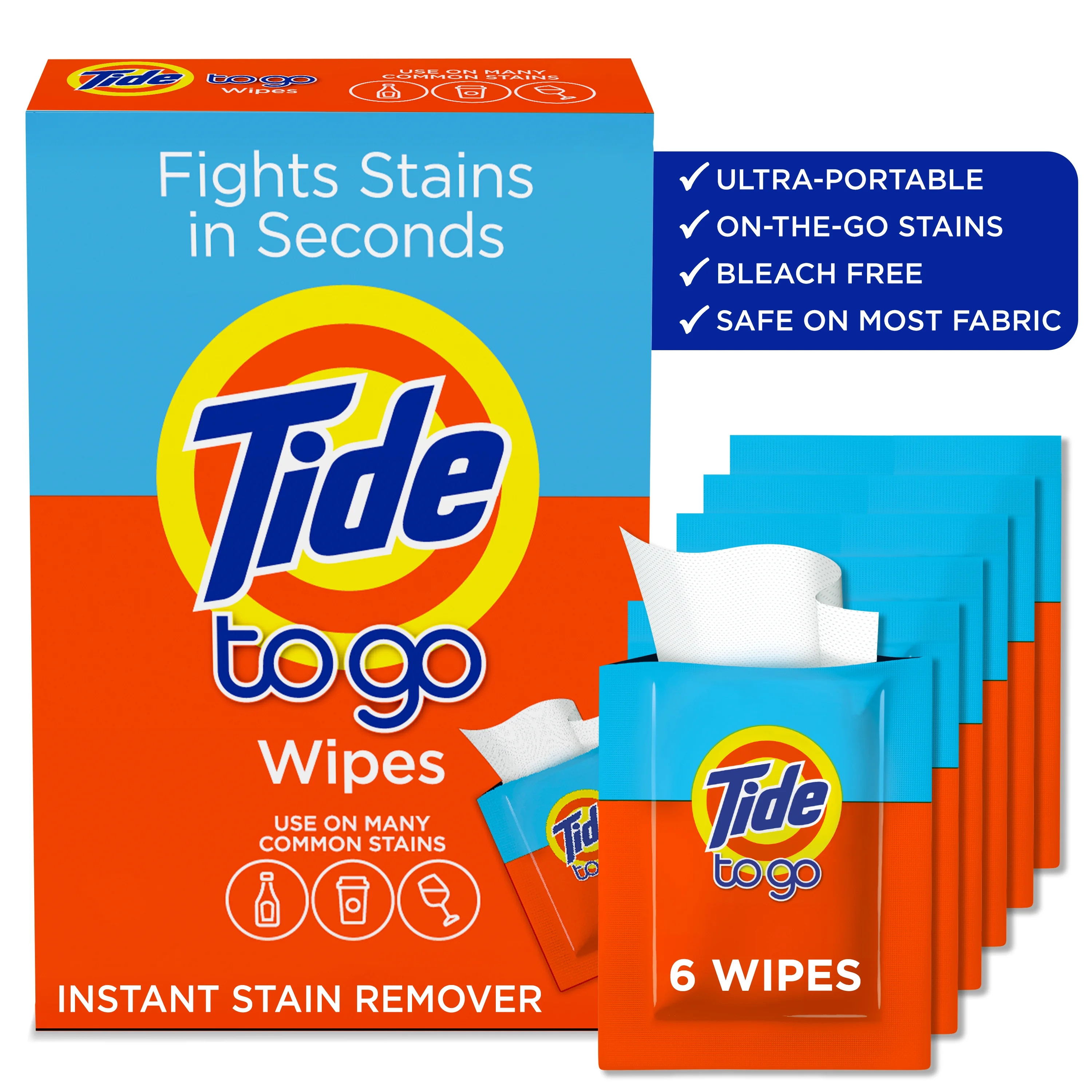 Tide To Go Instant Stain Remover Wipes, Laundry and Carpet Spot Cleaner, Travel Size Stain Stick ... | Walmart (US)
