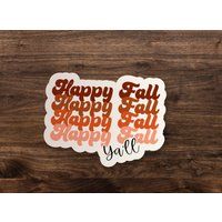 Happy Fall Ya'll Repeat Retro Sticker // Cute Die-Cut Window, Skateboard, Car, Wall, Water Bottle, L | Etsy (US)