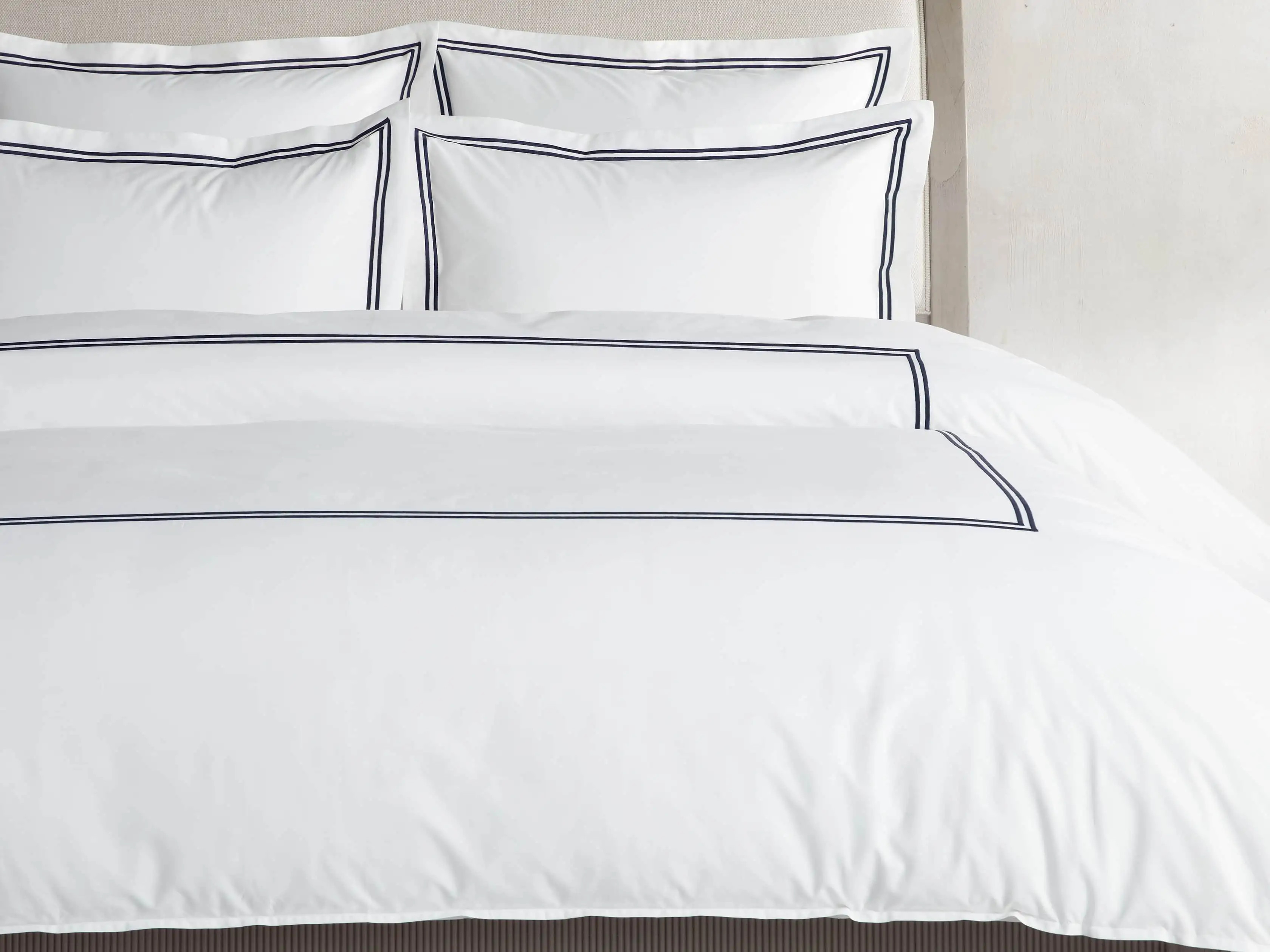 Italian Hotel Double-Stitch King Duvet in Navy | Arhaus