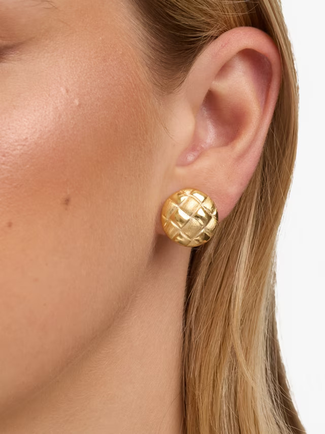 Jon Richard Quilted Brushed Clip On Earrings, Gold | John Lewis (UK)