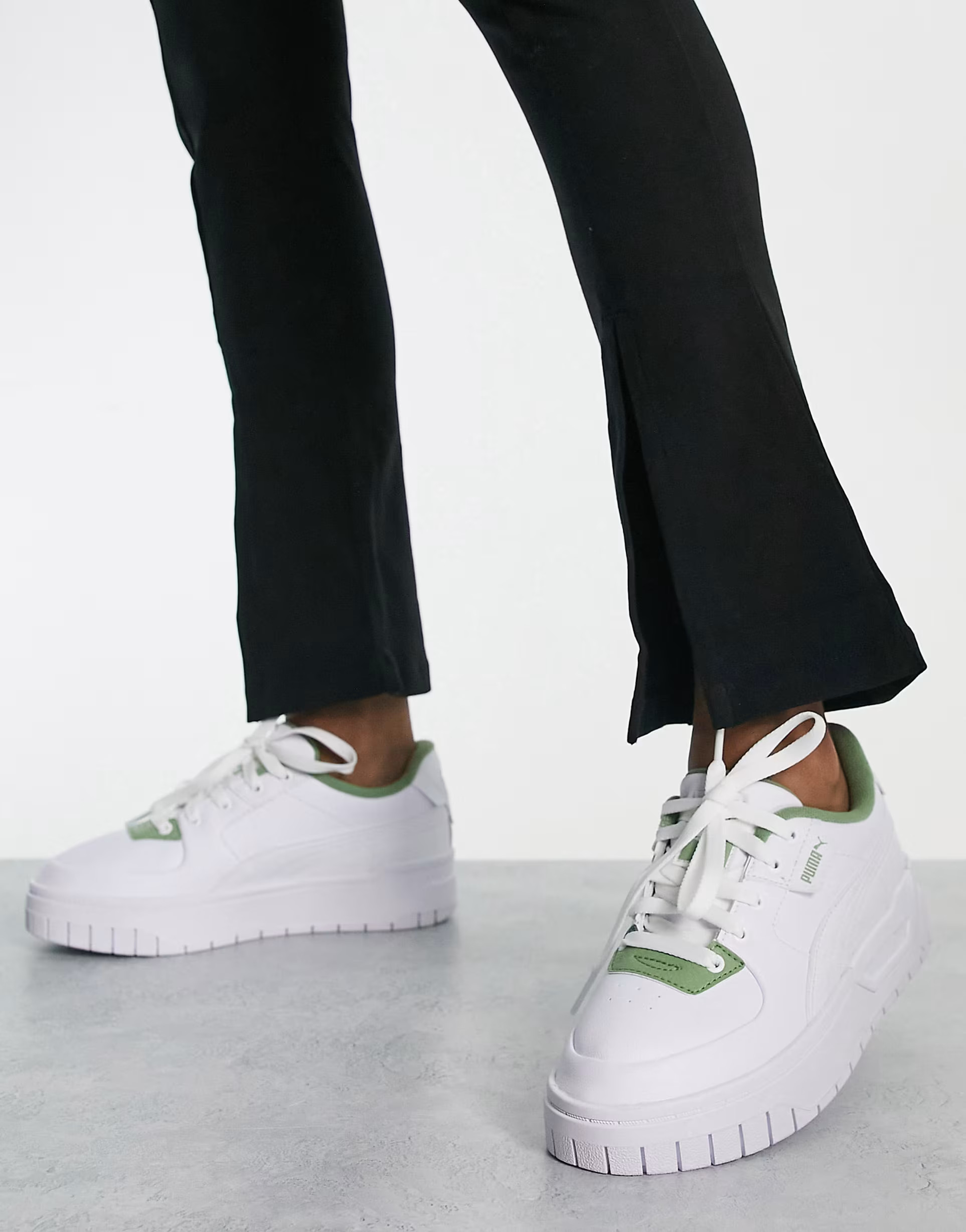 Puma Cali Dream terry sneakers in white/dusty green | ASOS (Global)