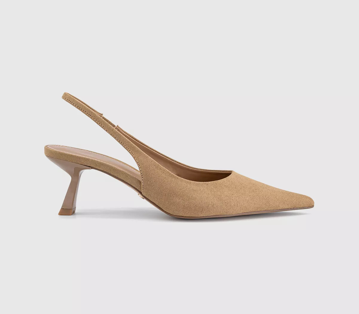 OFFICE Million Slingback Kitten Heels Taupe Faux Suede - Mid Heels | Office Shoes (UK)