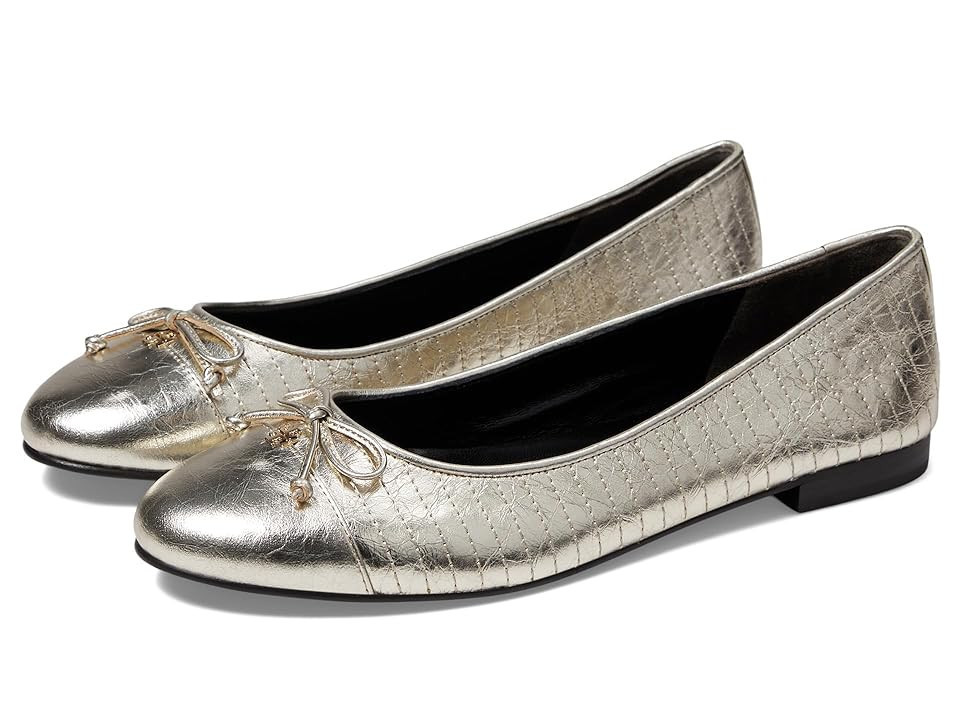 Tory Burch Cap-Toe Quilted Ballet (Spark Gold) Women's Flat Shoes | Zappos