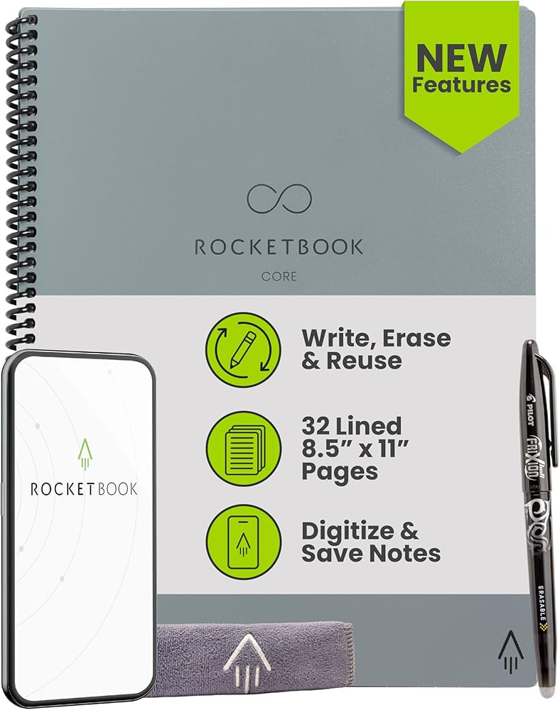 Rocketbook Core Reusable Smart Notebook, Lined Pages For School, Work and Creative Projects, Lett... | Amazon (US)