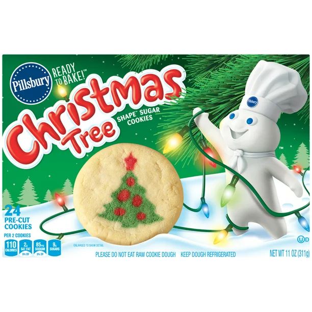 Pillsbury Christmas Tree Shape Sugar Cookies, 11 Oz. 24 Count | Walmart (US)