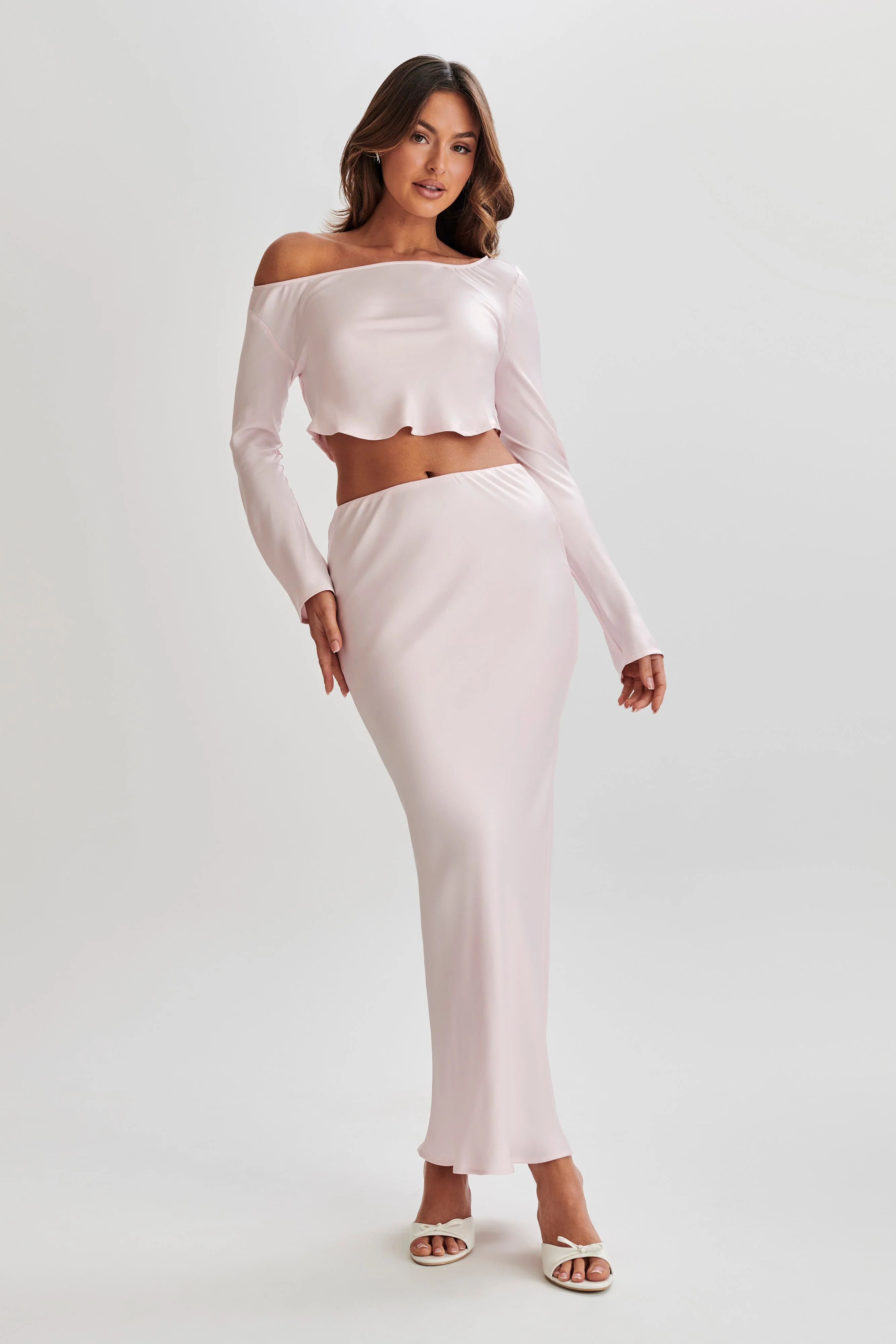 Violeta Satin Maxi Skirt - Fairy Floss Pink | MESHKI US