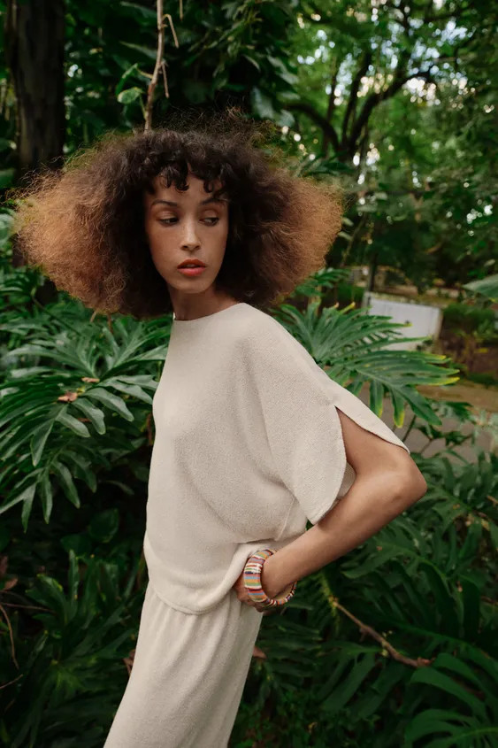 RUSTIC CAPE SLEEVE TOP | Zara UK