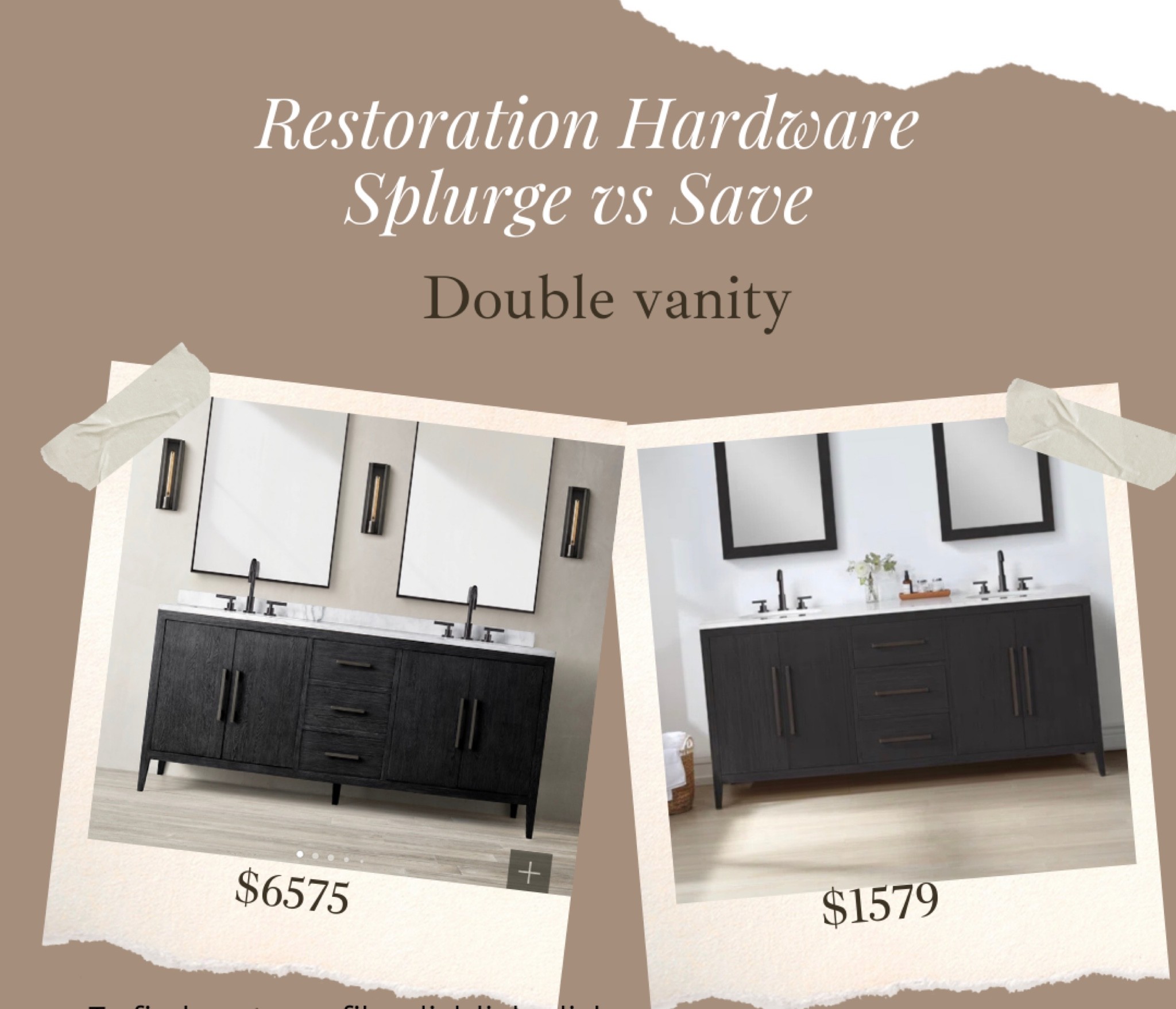 If you’ve been thinking about doing a bathroom remodel, here’s your sign! This double vanity RH lookalike is incredible and $5000 less! Same size as Restoration Hardware too 

Looks for less, home decor, neutral decor, modern decor, arhaus, looks for less, chandelier, accent furniture, accent chair, neutral aesthetic, arhaus, restoration hardware, bathroom remodel, bathroom vanity, bathroom decor 

#LTKstyletip #LTKsalealert #LTKhome