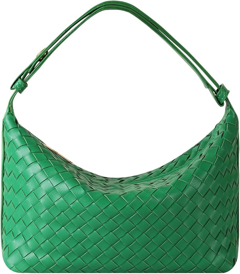 Vegan Leather Woven Tote Handbag, Top-handle Shoulder Bag, Woven Leather Pure Underarm Purse, Clu... | Amazon (US)