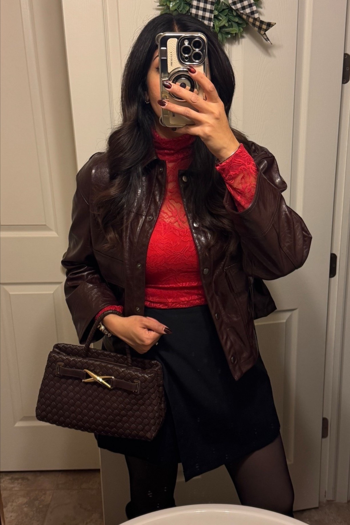 This red lace turtleneck paired with a black skirt and fleece lined leggings for the cutest date night look! 

Wearing a large in top
Size medium in skirt 
Large in jacket 

#valentinesday #datenightoutfit #ootn #size10

#LTKMidsize #LTKValentine #LTKSeasonal