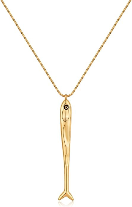Fish Pendant Necklace for Women, Dainty Ocean-Inspired Chain Jewelry | Amazon (US)