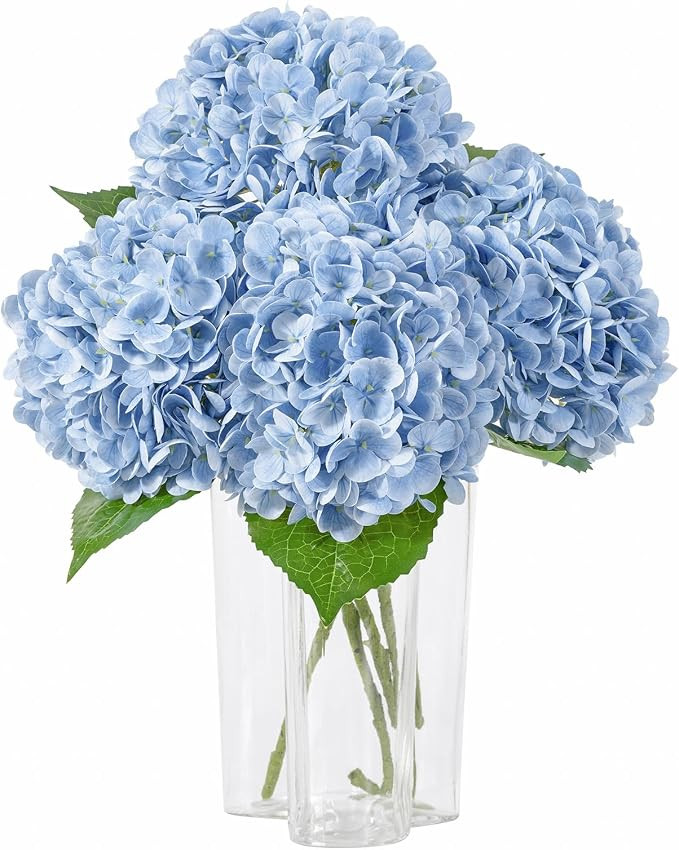 DuHouse 4Pcs Large Hydrangea Artificial Flowers,Latex Real Touch Hydrangeas Lifelike Hydrangea Fl... | Amazon (US)