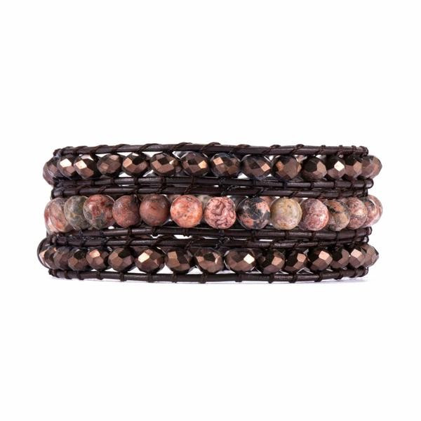 Bronze Crystals with Red Leopard Stone Beads on Dark | Victoria Emerson
