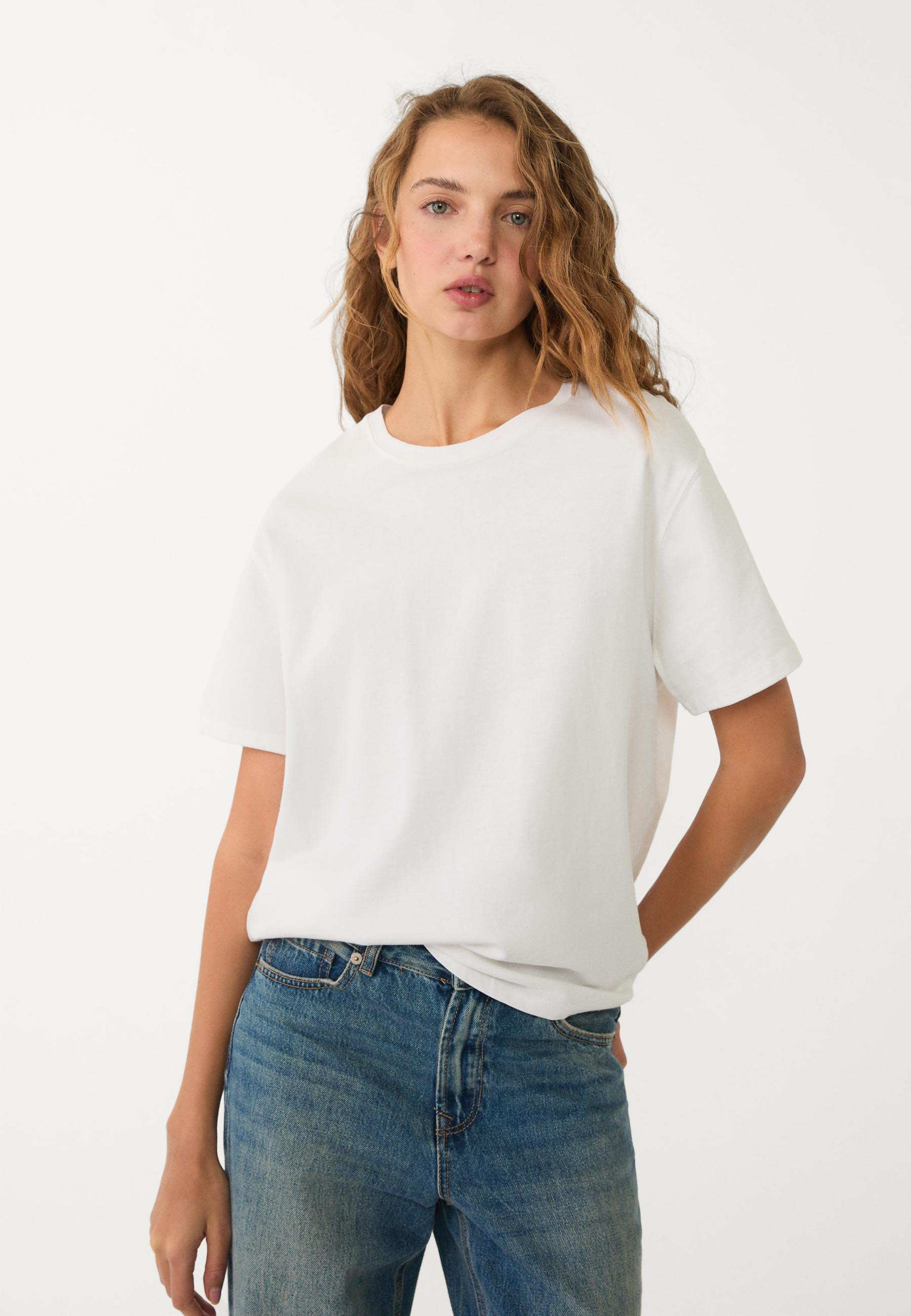 Basic heavy weight boxy fit T-shirt - Women's T-shirts | Stradivarius United Kingdom | Stradivarius (UK)