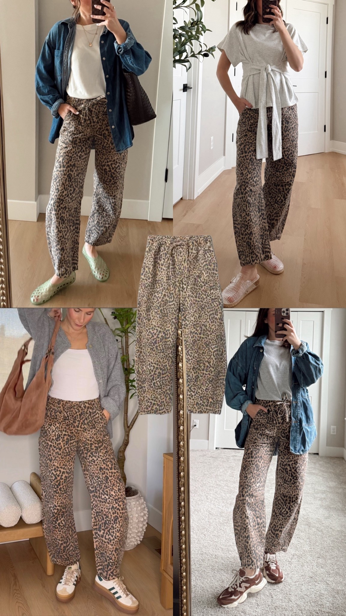 Pull on leopard pants on sale for under $40 with code GFMORE. These are so comfortable, have a pull on waistband and a slight barrel fit! Wearing a size xs

Gap finds, barrel pants, leopard pants, pull on, outfit inspo 