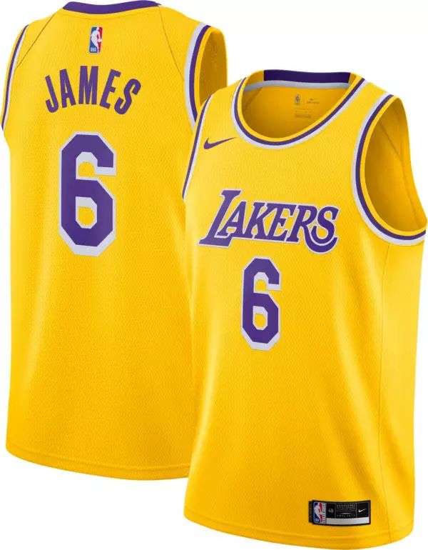 Nike Youth Los Angeles Lakers LeBron James #6 Yellow Dri-FIT Swingman Jersey | Dick's Sporting Goods