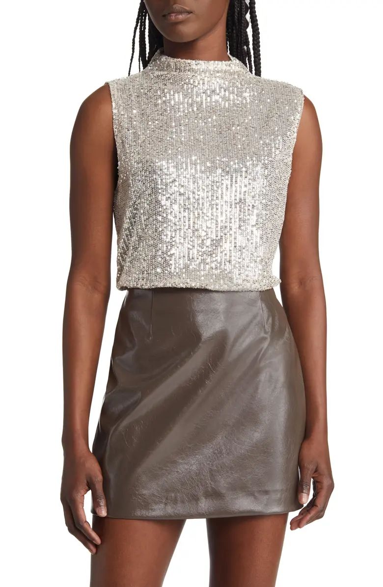 Open Edit Sequin Mesh Sleeveless Top | Nordstrom | Nordstrom