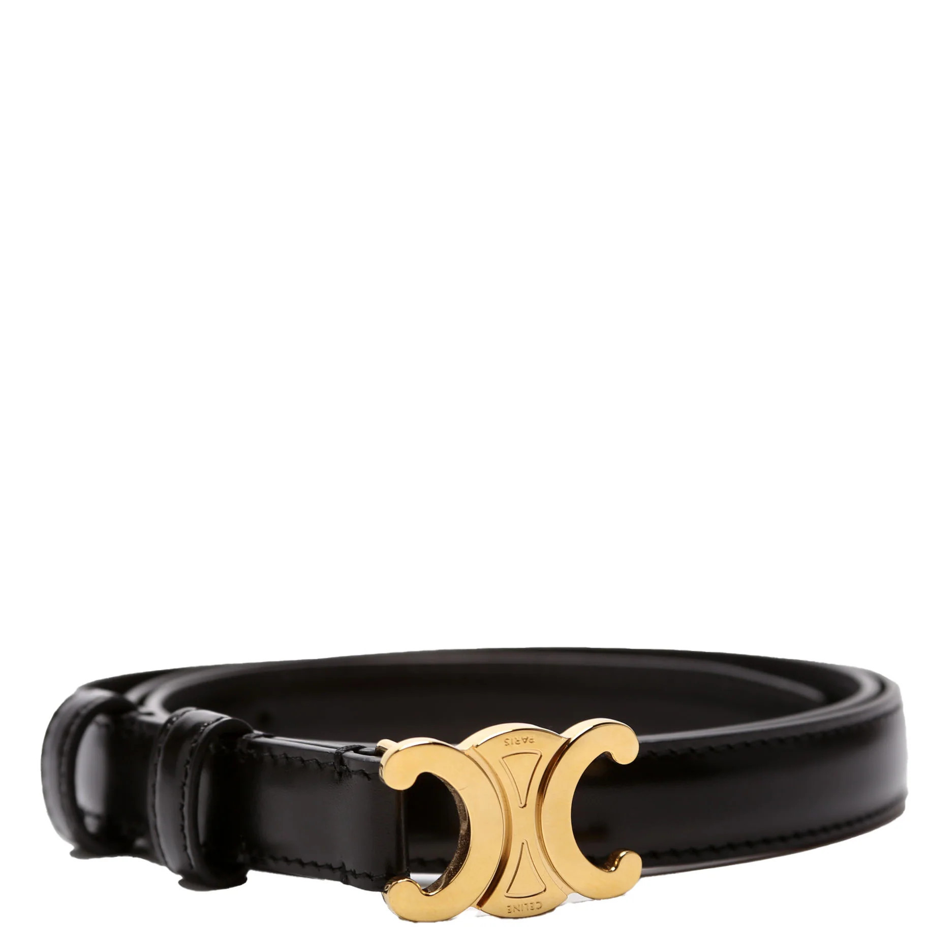 Triomphe Small Taurillion Leather Belt Size 85 Black | Keeks Designer Handbags