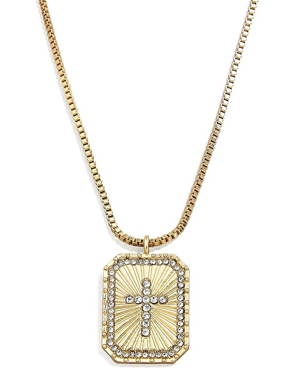 BaubleBar Grace Cross Pendant Necklace, Gold-Plated/Pavé | Amazon (US)