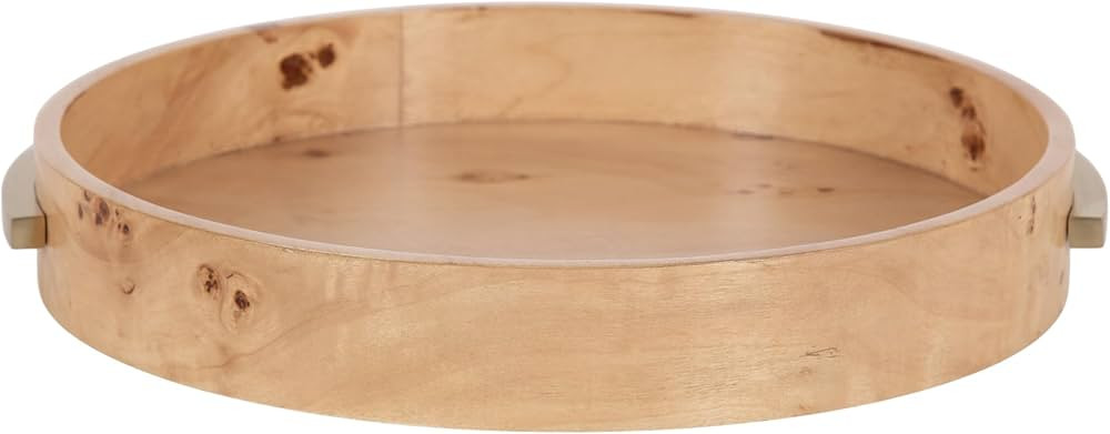 Kate and Laurel Burlock Modern Decorative Burlwood Round Tray with Handles, 15 x 15, Natural Wood... | Amazon (US)