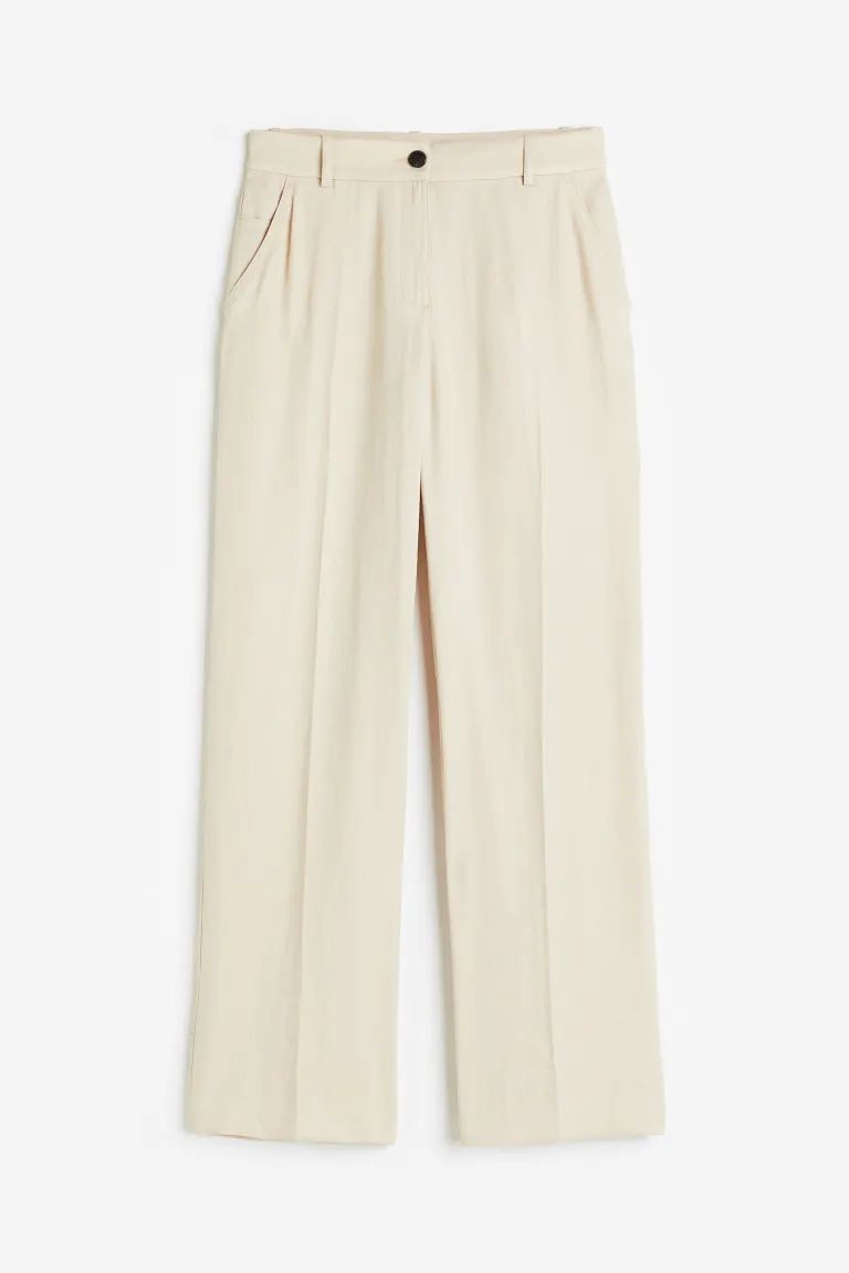 Straight trousers - Light beige - Ladies | H&M GB | H&M (UK, MY, IN, SG, PH, TW, HK)