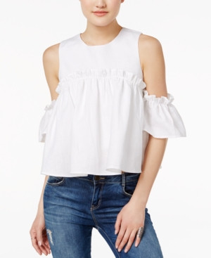 J.o.a. Linen Ruffled Cold-Shoulder Top | Macys (US)