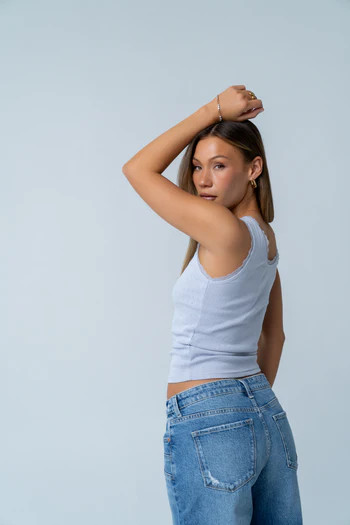 Mackie Lace Trim Tank in Blue | Böhme US