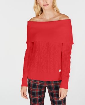 Tommy Hilfiger Off-The-Shoulder Sweater, Created for Macy's | Macys (US)