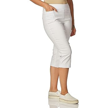 Briggs New York Women's Pull on Stretch Capri Pants High Waist Crop Straight Leg with Pockets 21... | Amazon (US)