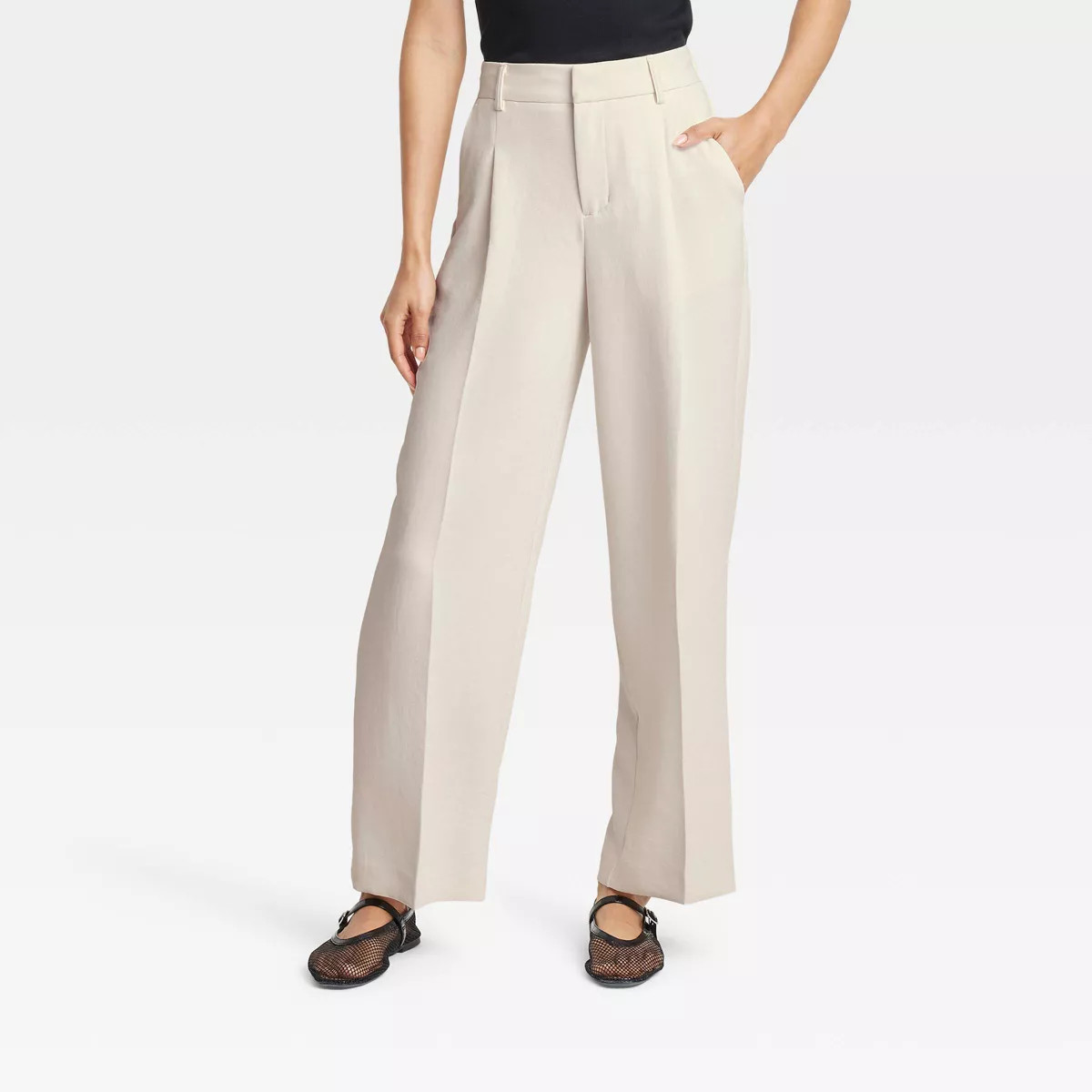Women's High-Rise Pleated Front Straight Trousers - A New Day™ | Target