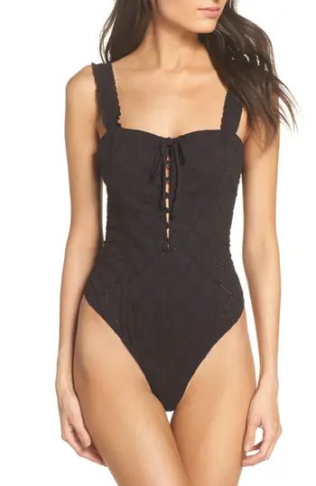 Women's Free People Intimately Fp Make Me Up Thong Bodysuit, Size Large - Black | Nordstrom